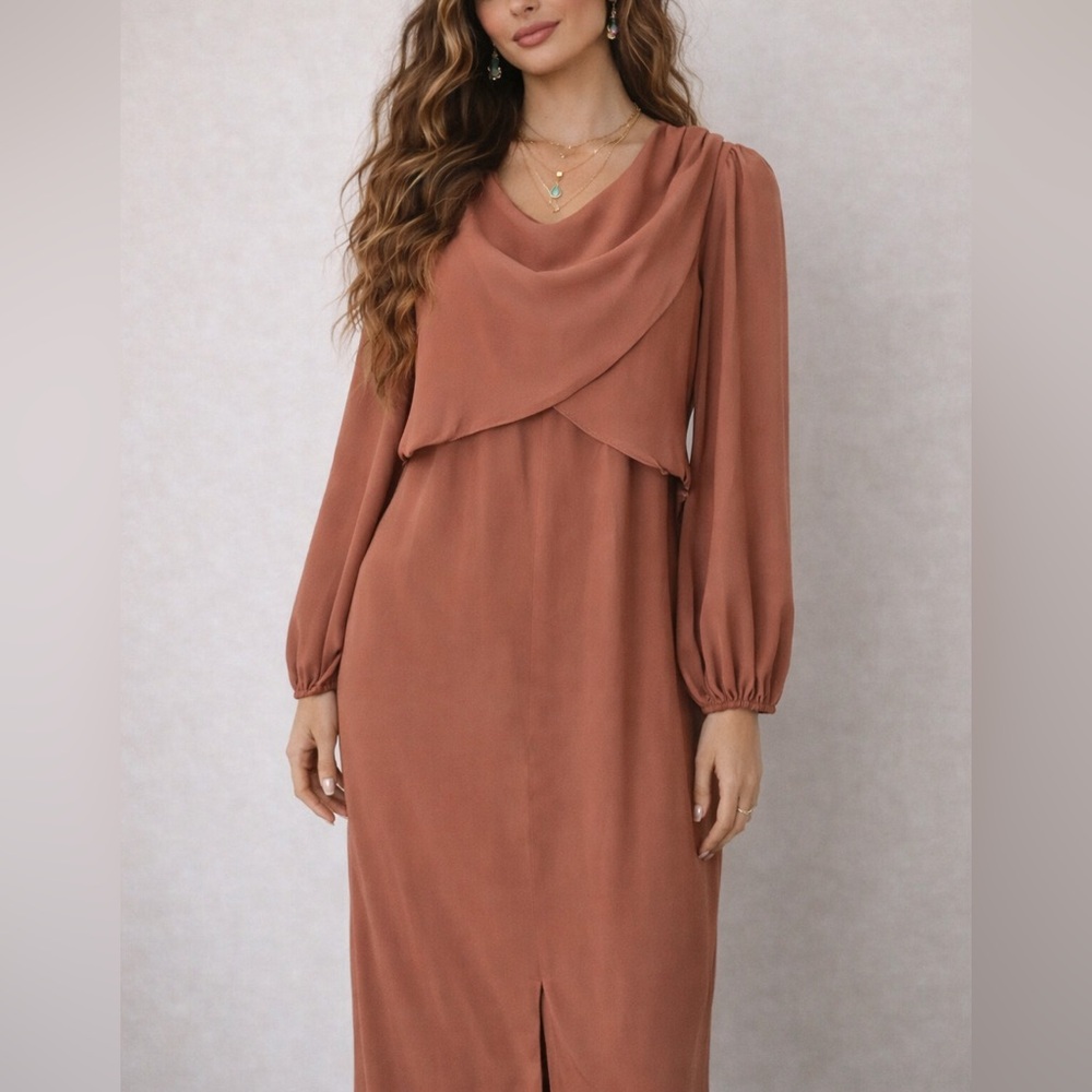 ASOS DESIGN Midi Dress – Rust / Terracotta,‎ Size US 12 🤎
